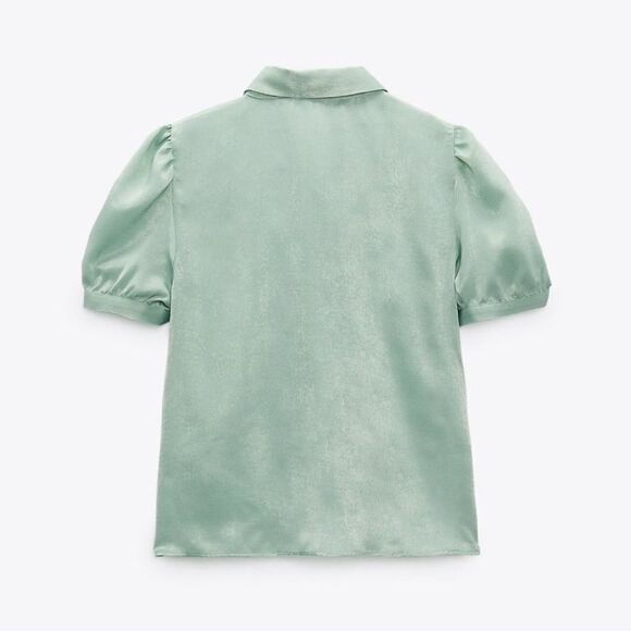 ZARA Satin Blouse With Rhinestone Buttons - Picture 5 of 7